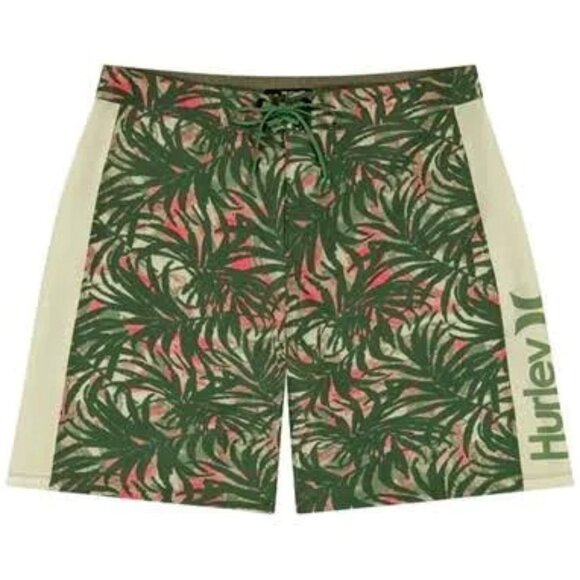HURLEY MENS DUCK GREEN TROPICAL PARADISE SWIM SURF BOARD SHORT SIZE 32 NWT - Picture 2 of 9